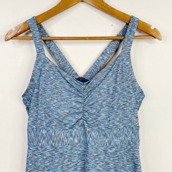 Prana Amaya Soft knit Racerback Activewear Dress SpaceDye Blue comfy womens L - Picture 3 of 11